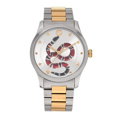 Gucci Stainless Steel 38mm G-Timeless Two Tone Snake Quartz Watch 1 of 5