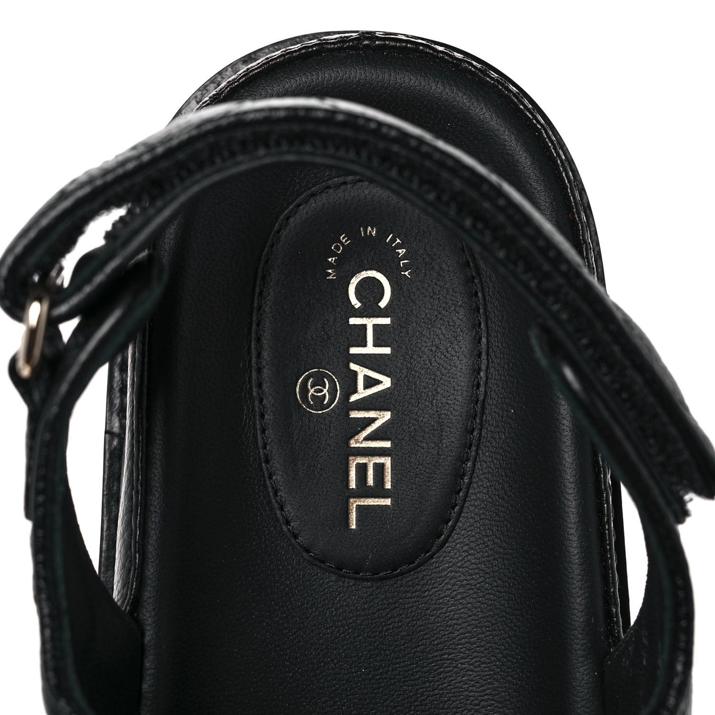 Grained Calfskin Velcro Dad Sandals 39 Black