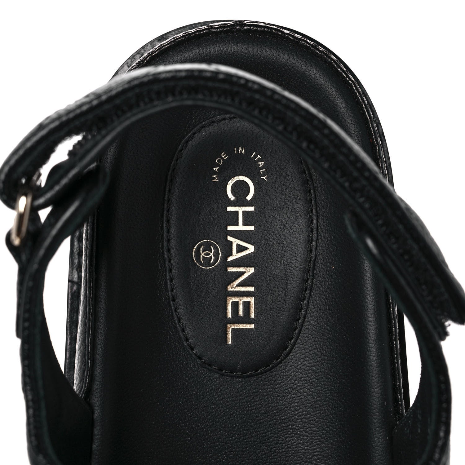 Chanel Grained Calfskin Velcro Dad Sandals 39 Black 7 of 9