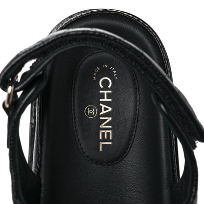 Chanel Grained Calfskin Velcro Dad Sandals 39 Black 7 of 9
