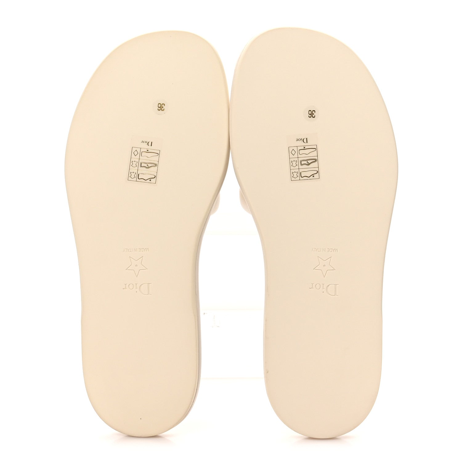 Christian Dior Lambskin Embossed Every-D Flat Slide Sandals 36 Off White 6 of 10