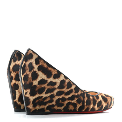 Christian Louboutin Pony Hair Melissa Wedges 37.5 Leopard 4 of 8
