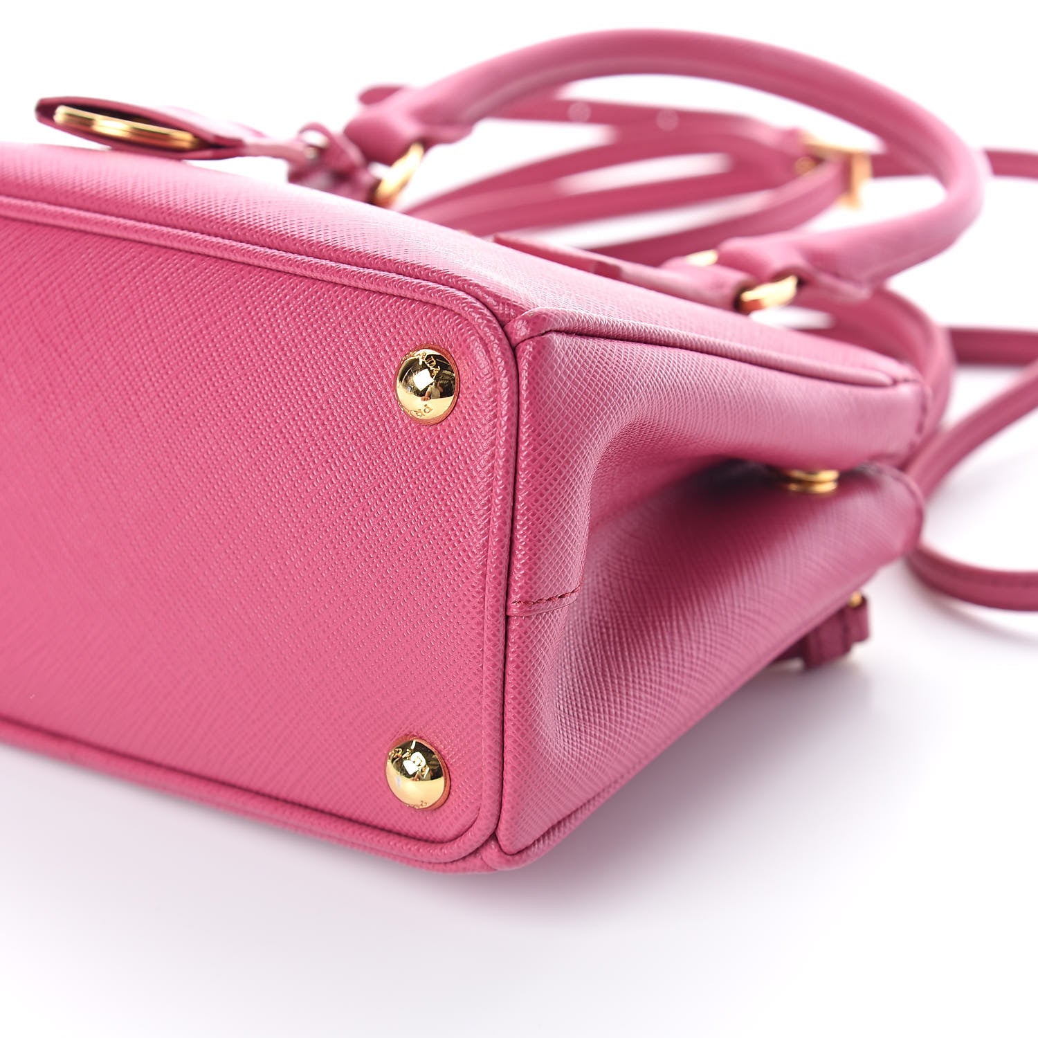 Prada Saffiano Lux Micro Galleria Double Zip Tote Fuxia 8 of 8