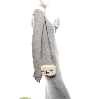 Gucci Calfskin Matelasse Aria Super Mini GG Marmont Shoulder Bag Mystic White 2 of 11