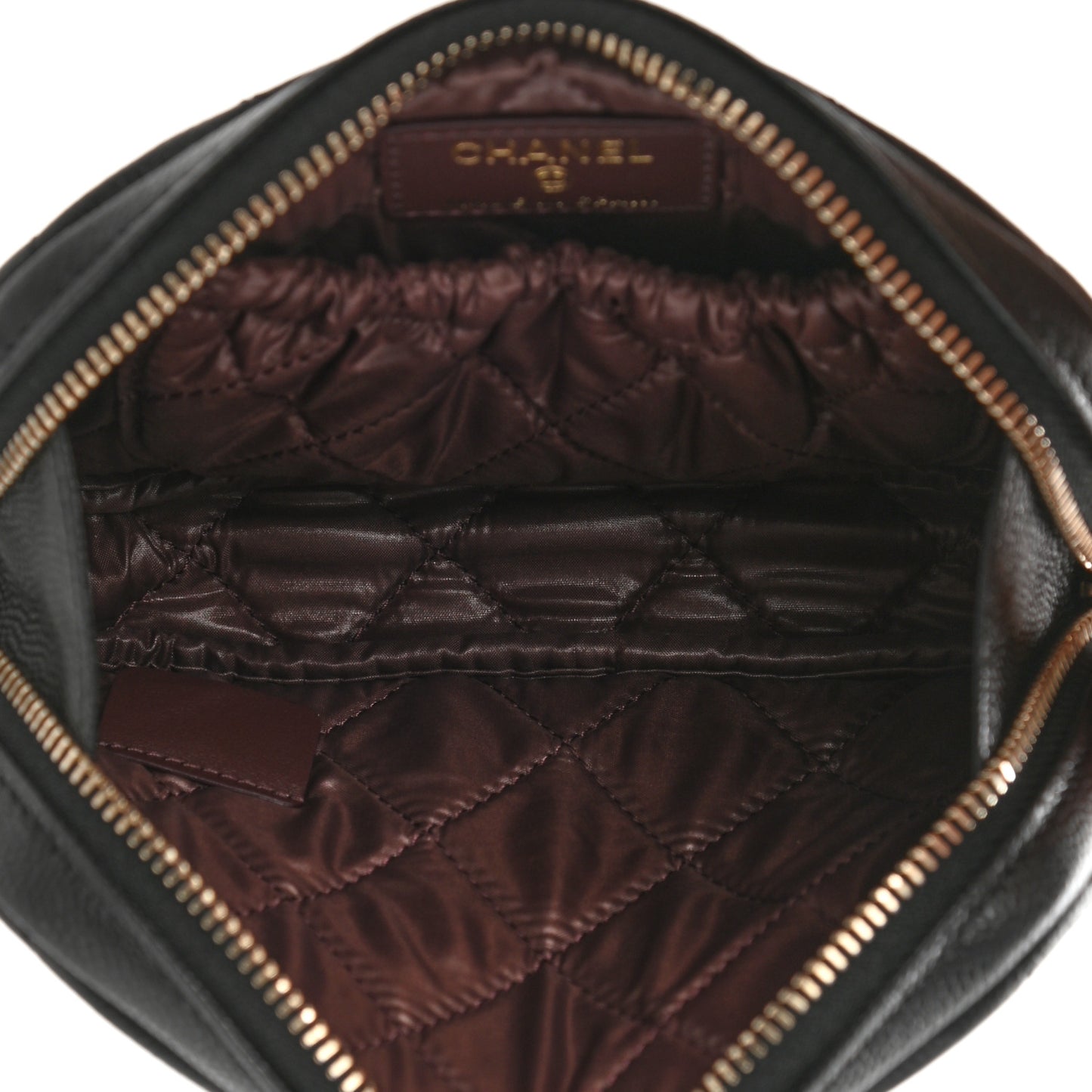 Caviar Quilted Small Curvy Pouch Cosmetic Case Black
