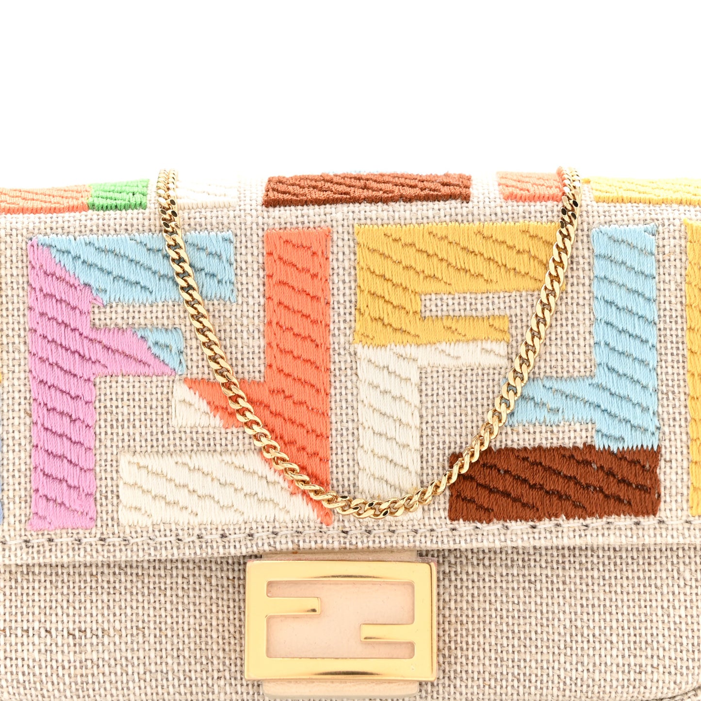 Kuban Canvas FF Embroidered Nano Baguette Charm Grezzo Multicolor