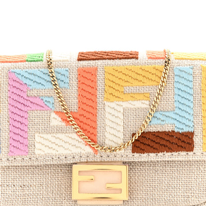 Fendi Kuban Canvas FF Embroidered Nano Baguette Charm Grezzo Multicolor 8 of 10