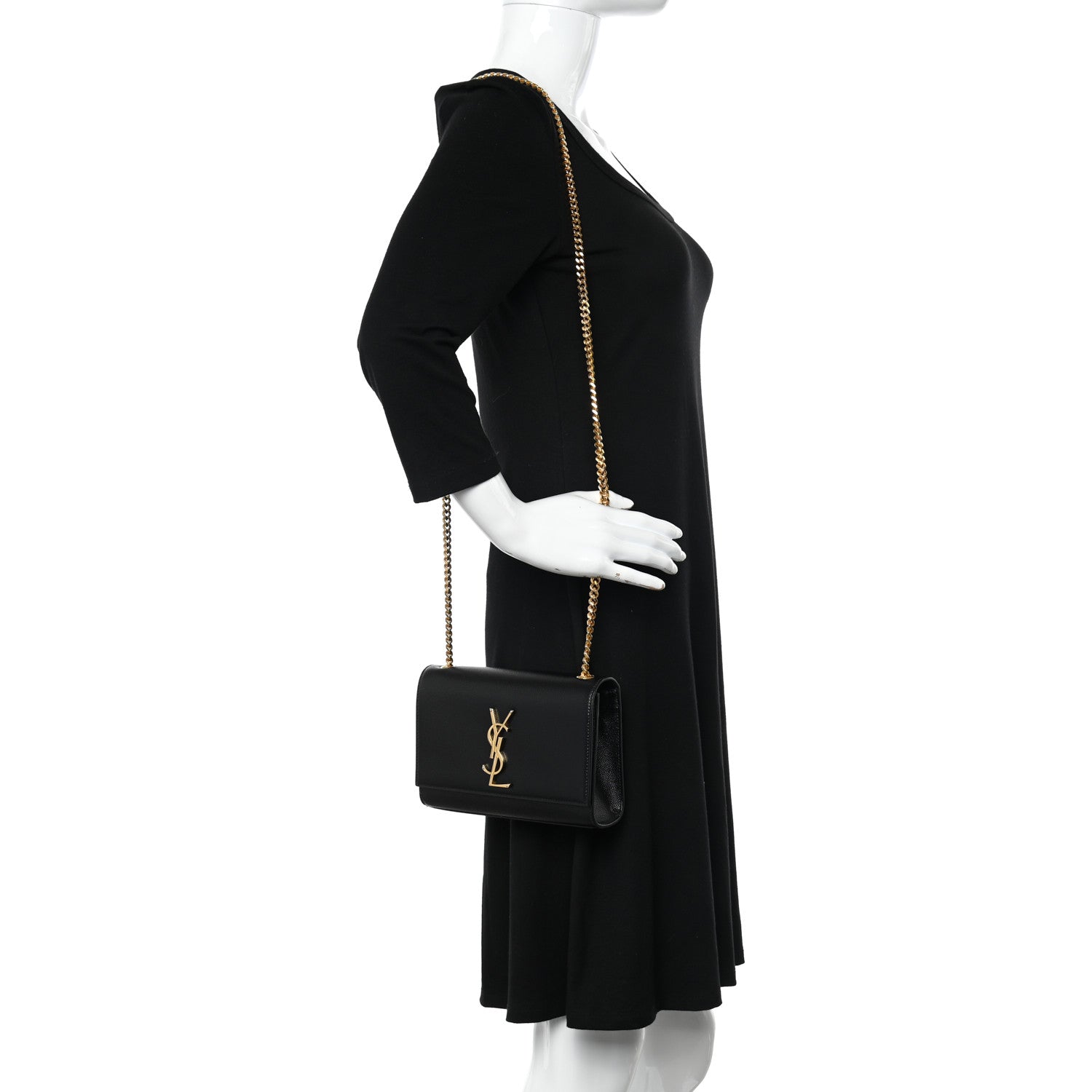 Saint Laurent Grain De Poudre Small Monogram Kate Satchel Black 2 of 11