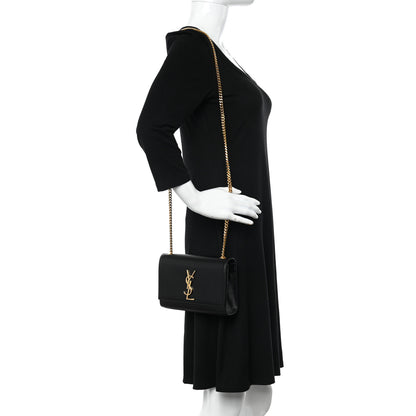 Saint Laurent Grain De Poudre Small Monogram Kate Satchel Black 2 of 11