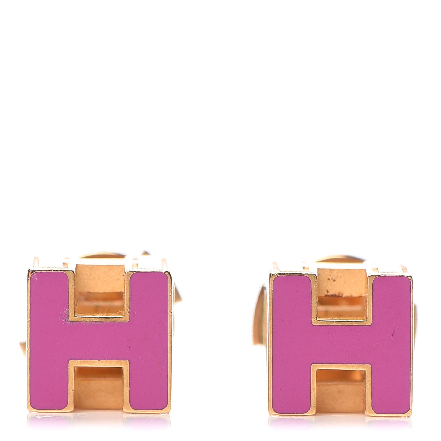 Gold Lacquered Cage d'H Earrings Rose Indien