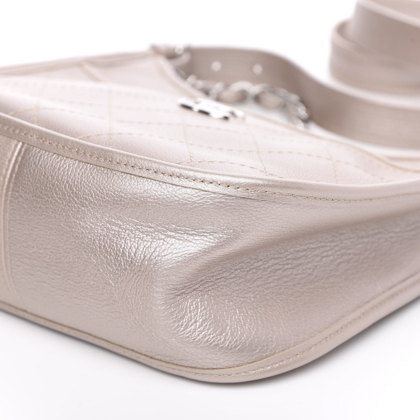 Metallic Calfskin Quilted Jungle Stroll Hobo Gold