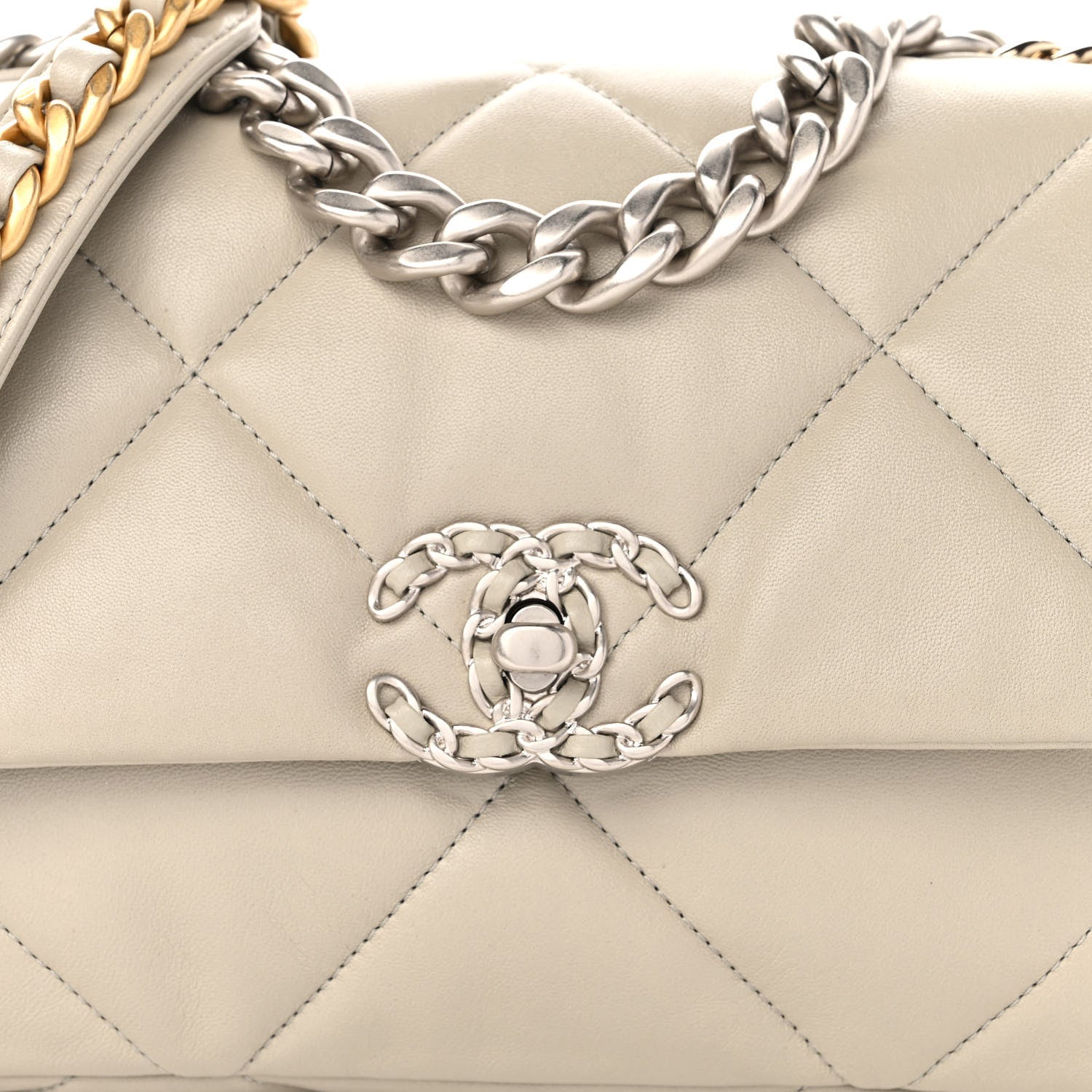 Chanel Lambskin Quilted Medium Chanel 19 Flap Grey 7 of 10