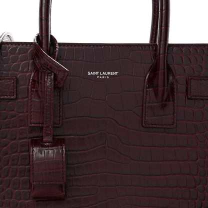 Saint Laurent Calfskin Crocodile Embossed Baby Sac De Jour Bordeaux 8 of 13