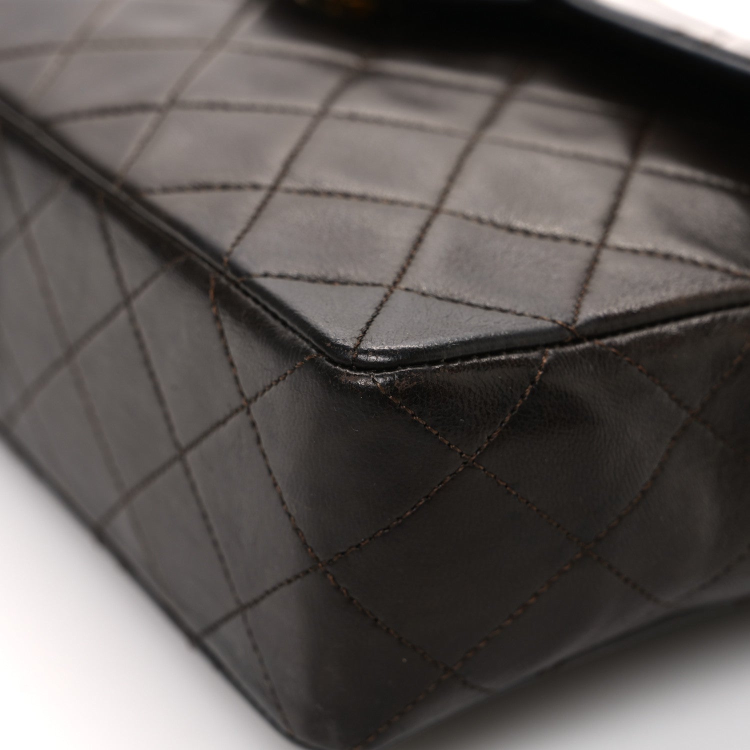 Chanel Lambskin Quilted Bi-Color Small Single Flap Dark Brown 13 of 15