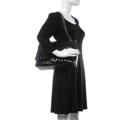 Chanel Patent Chevron Quilted Maxi Single Flap Black 2 of 10