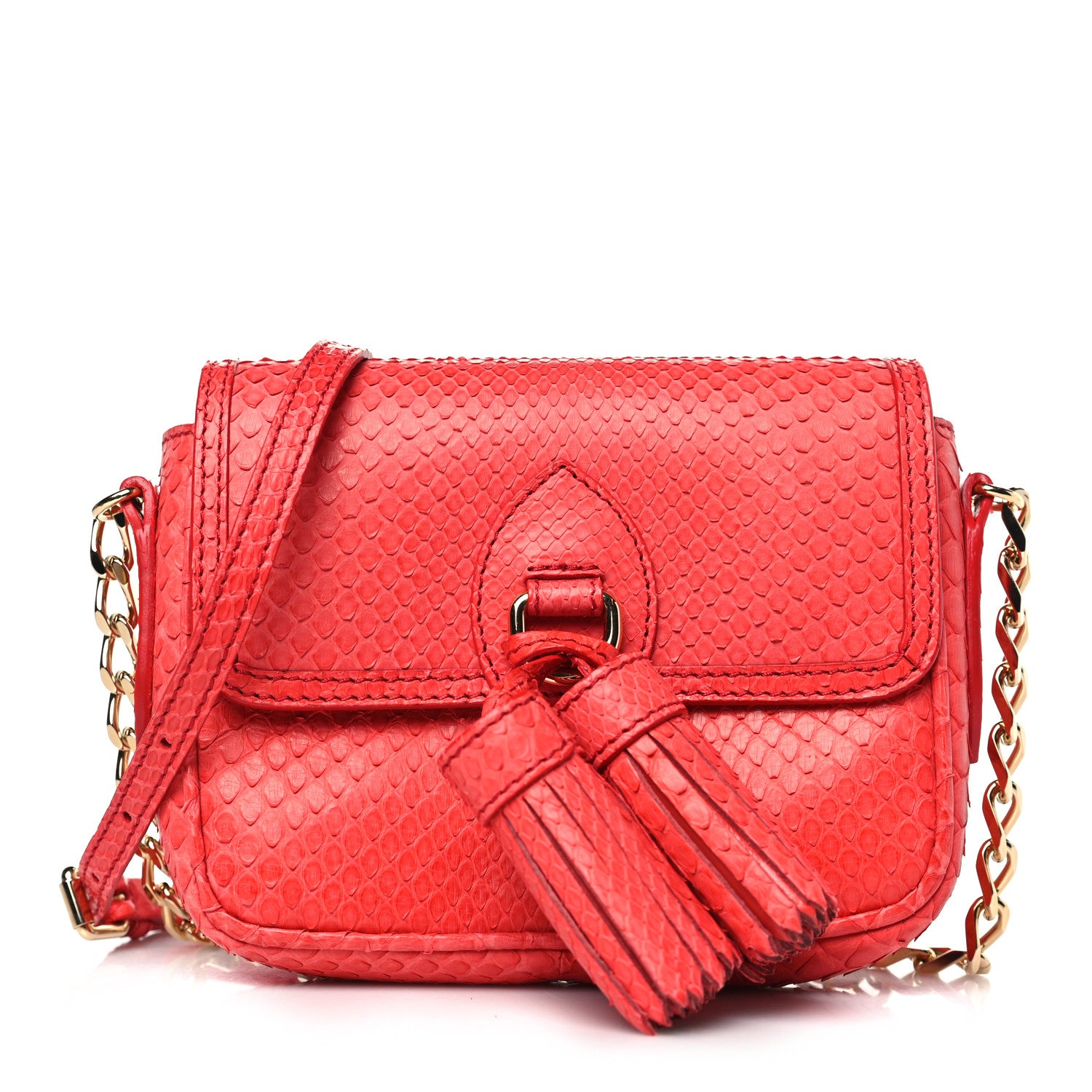 Burberry Snakeskin Mini Tassel Crossbody Bag Red 1 of 8