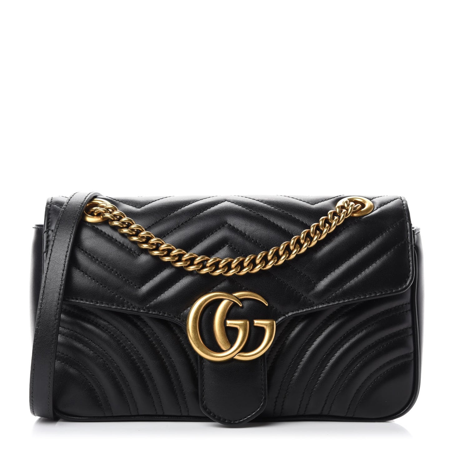 Calfskin Matelasse Small GG Marmont Shoulder Bag Black
