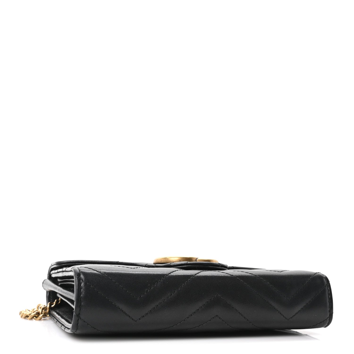 Gucci Calfskin Matelasse GG Marmont Chain Wallet Black 4 of 10