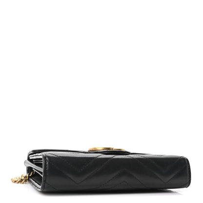 Gucci Calfskin Matelasse GG Marmont Chain Wallet Black 4 of 10