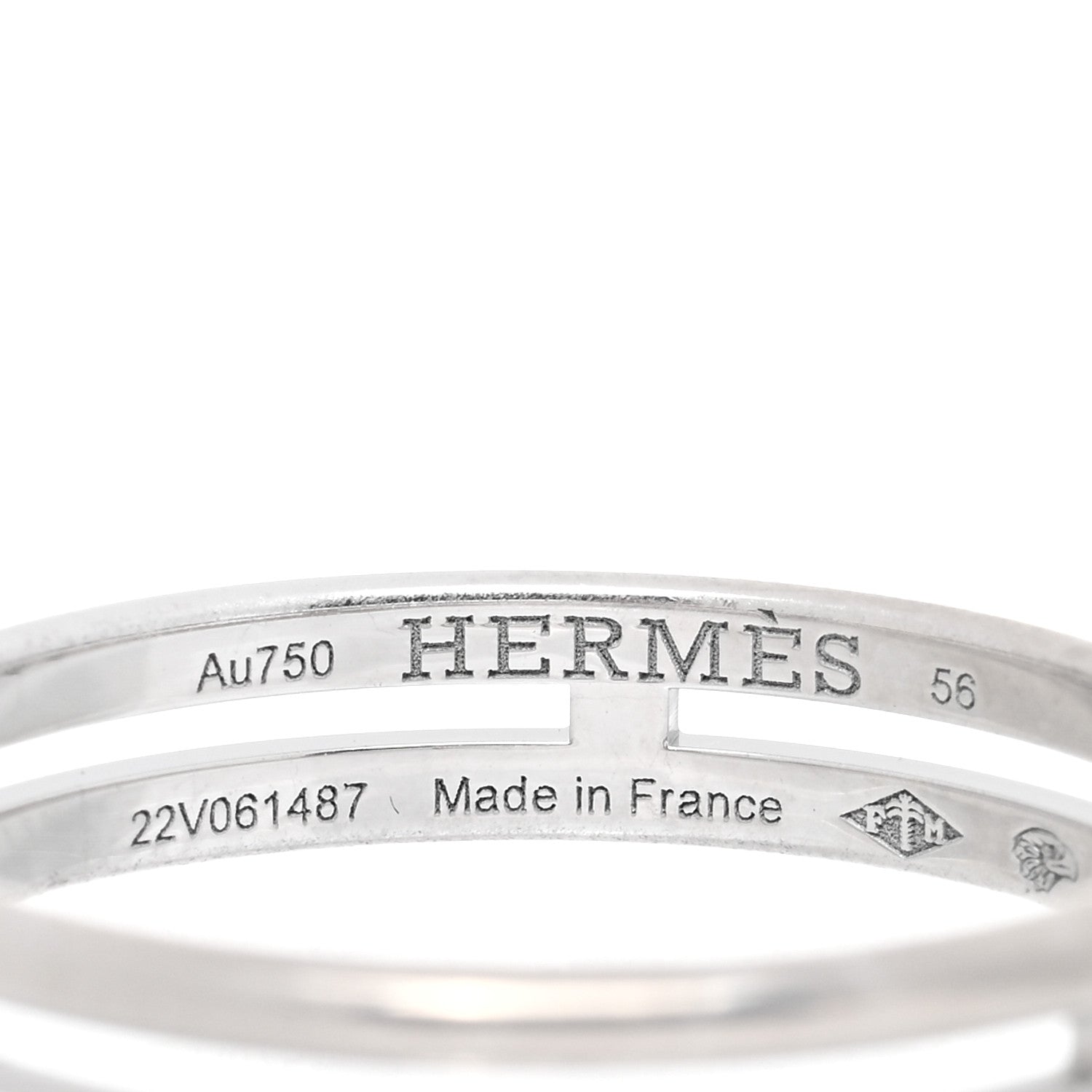 Hermes 18K White Gold Ariane Wedding Band Ring 56 7.5 4 of 5