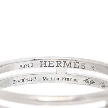 Hermes 18K White Gold Ariane Wedding Band Ring 56 7.5 4 of 5