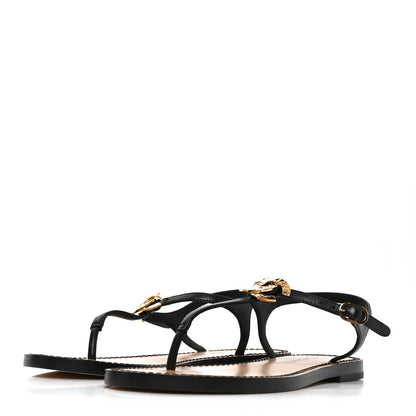 Chanel Lambskin CC Thong Sandals 35.5 Black Gold 4 of 9