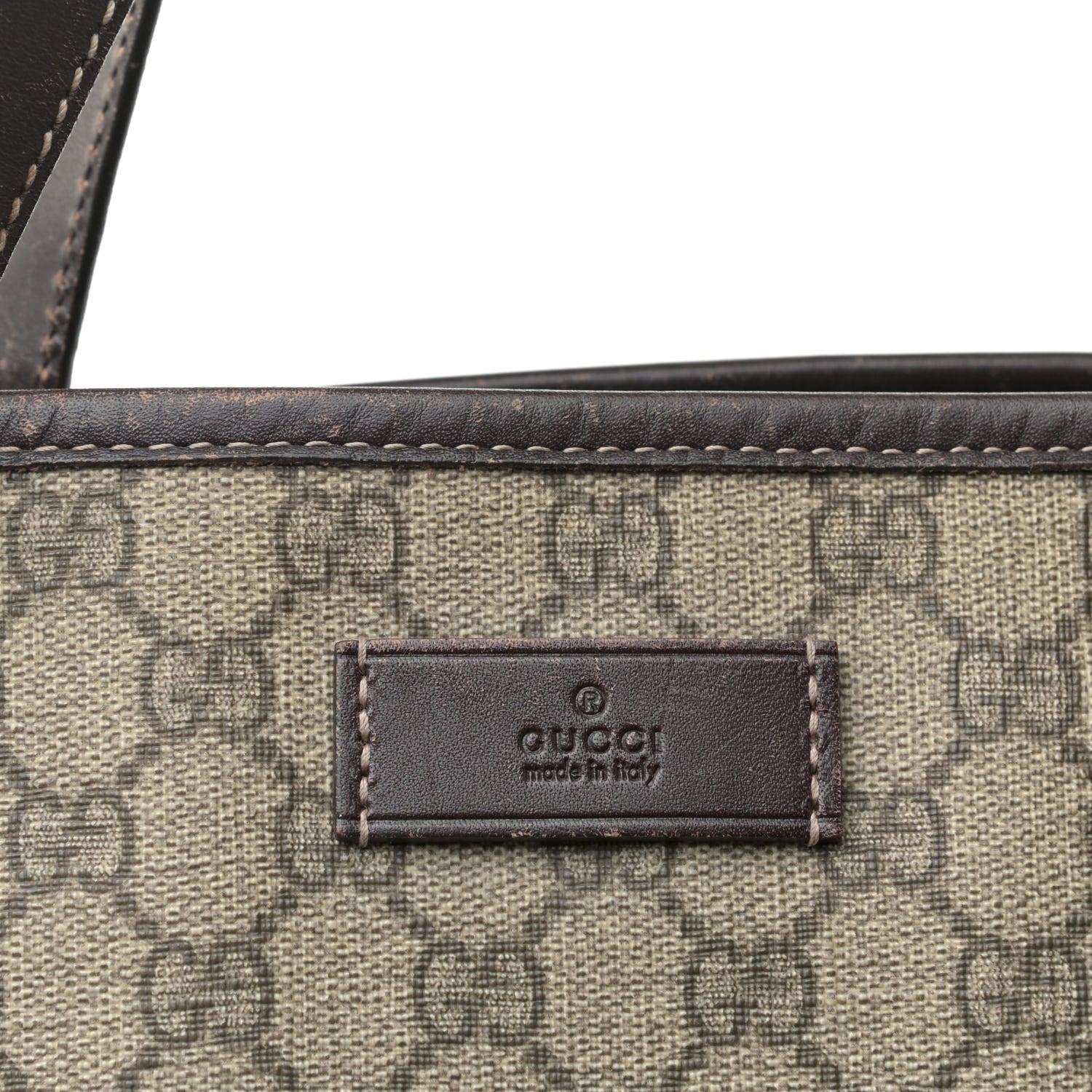 Gucci GG Supreme Monogram Large Zippered Shopping Tote Brown 19 of 19