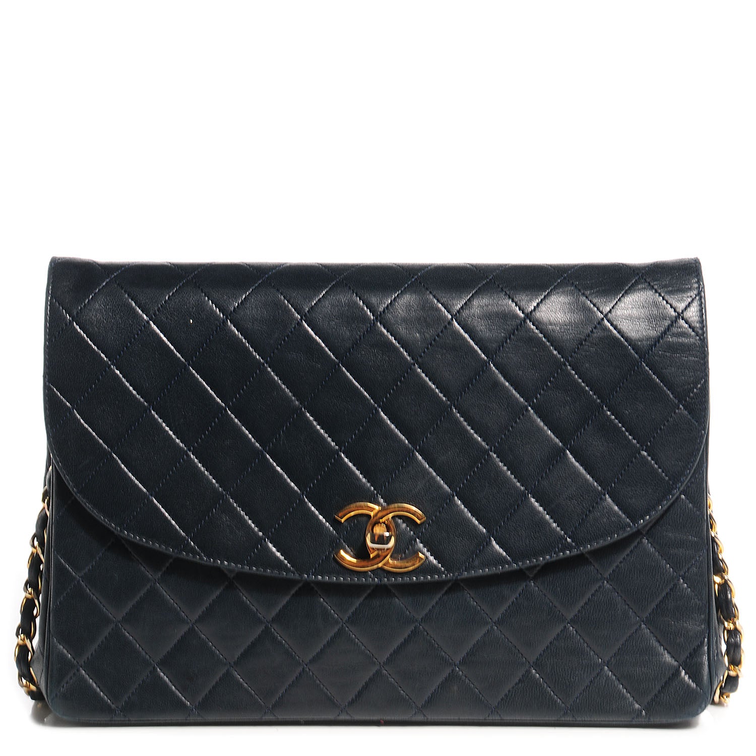 Chanel Lambskin Quilted Jumbo Flap Navy 1 of 10