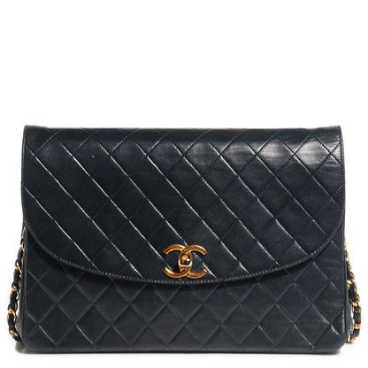 Chanel Lambskin Quilted Jumbo Flap Navy 1 of 10