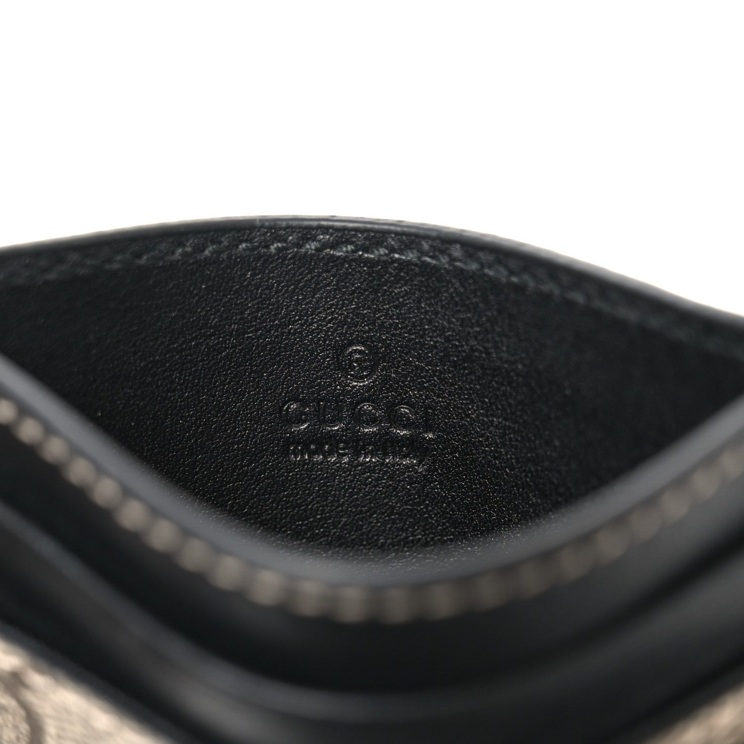 Gucci GG Supreme Monogram Calfskin Emblem Card Holder With Strap Beige Black 6 of 8
