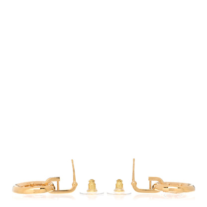 Chanel Metal Enamel CC Round Drop Earrings Gold Black White 3 of 5