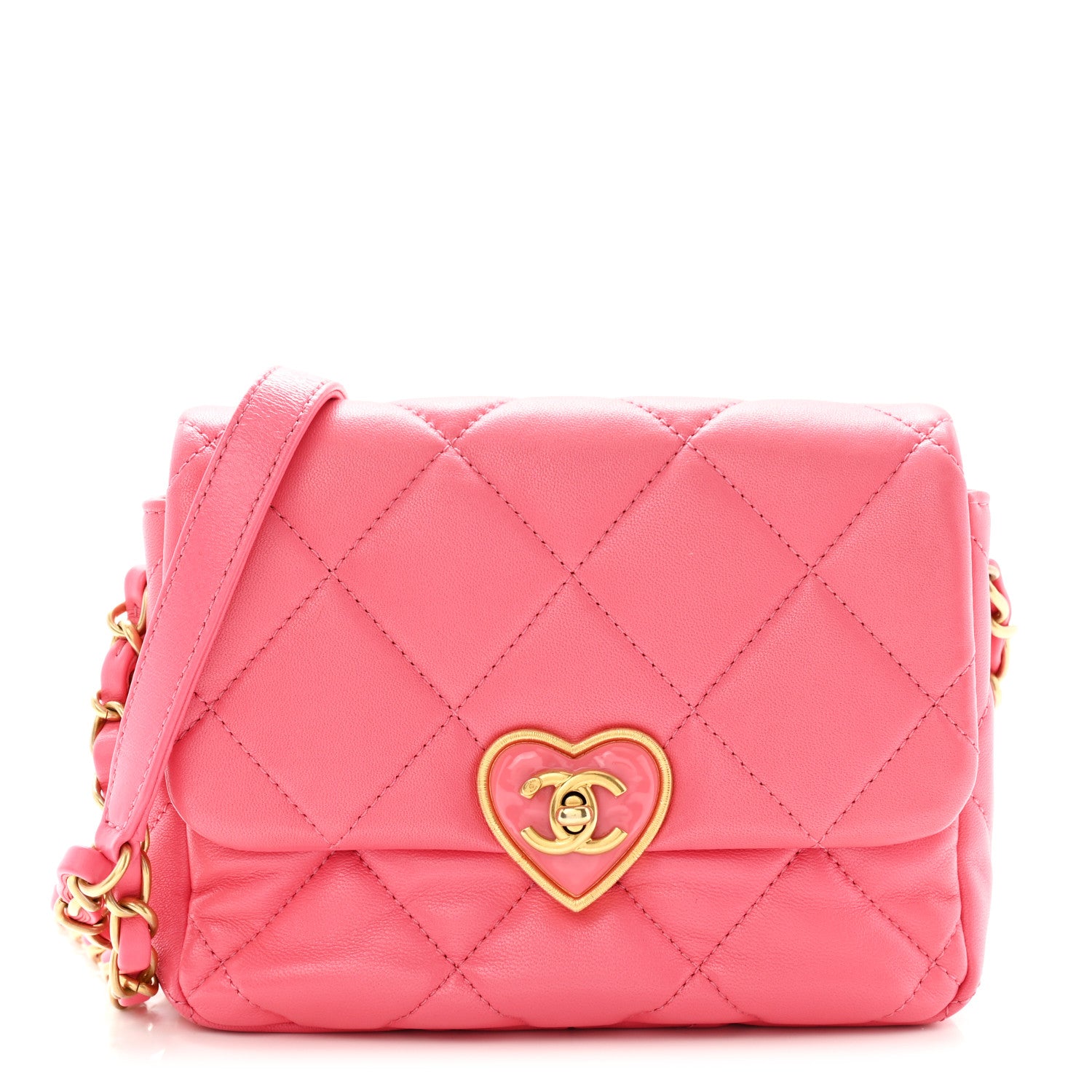 Chanel Lambskin Plexiglass Quilted Coco Love Mini Flap Pink 1 of 12