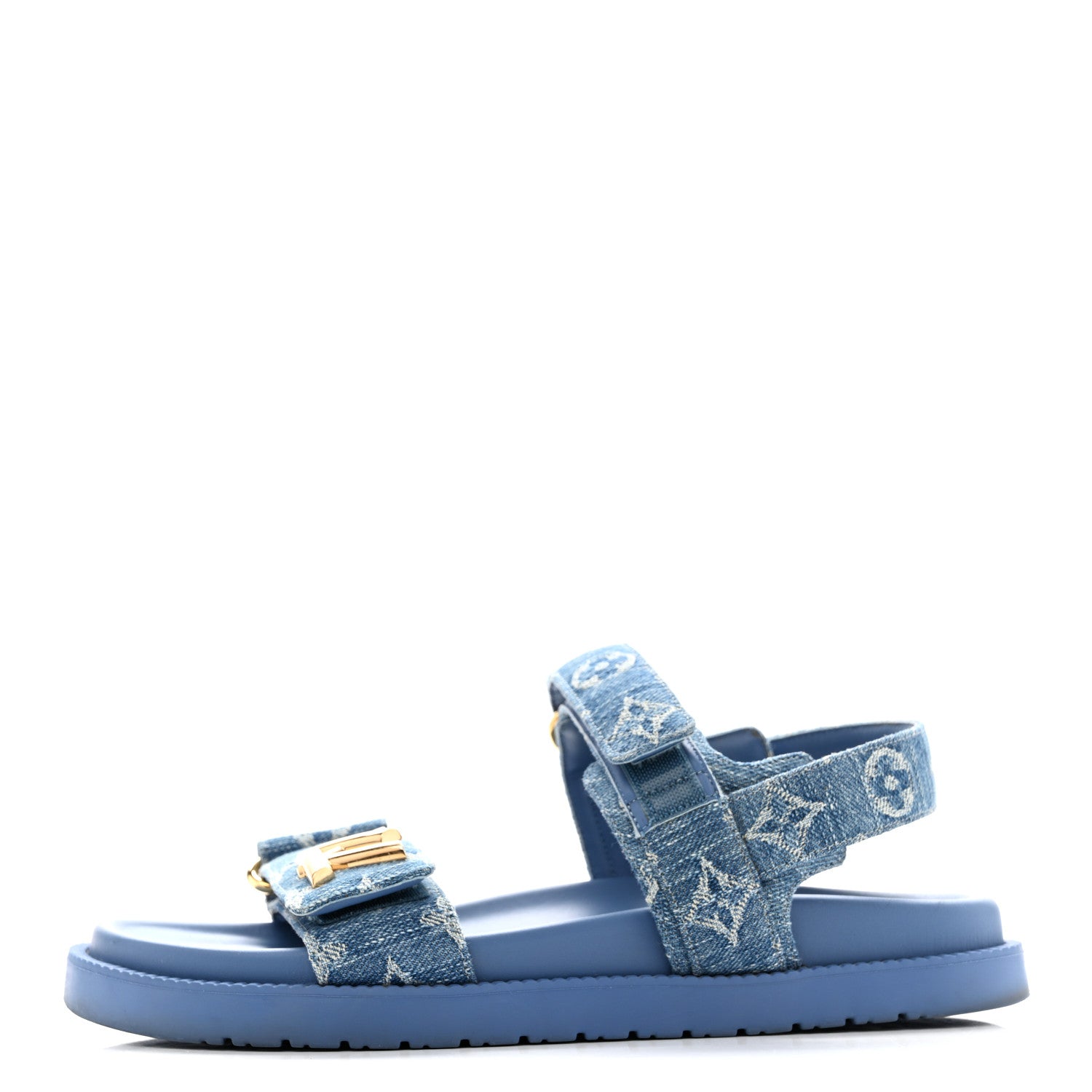 Louis Vuitton Denim Monogram LV Sunset Comfort Flat Sandals 37 Blue 1 of 11