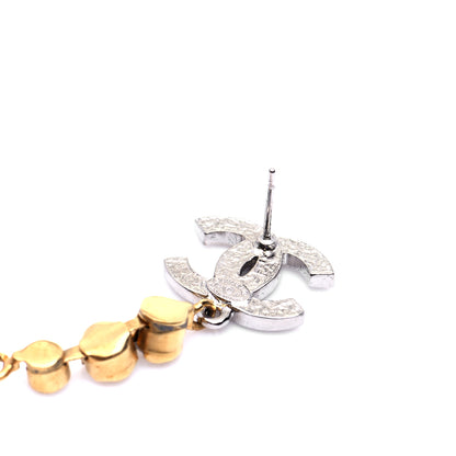 Chanel Crystal Star Drop CC Earrings Silver Gold 5 of 6