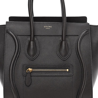 Celine Drummed Calfskin Micro Luggage Liquorice 7 of 9