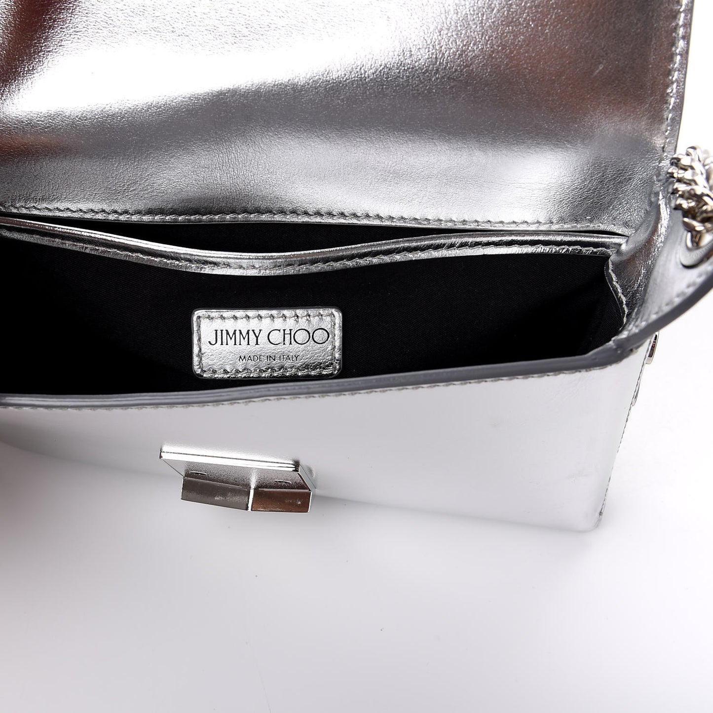 Metallic Calfskin Lockett Petite Shoulder Bag Silver