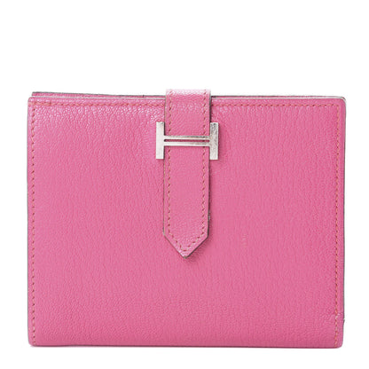 Hermes Chevre Mysore Bearn Compact Wallet Rose Shocking 1 of 6