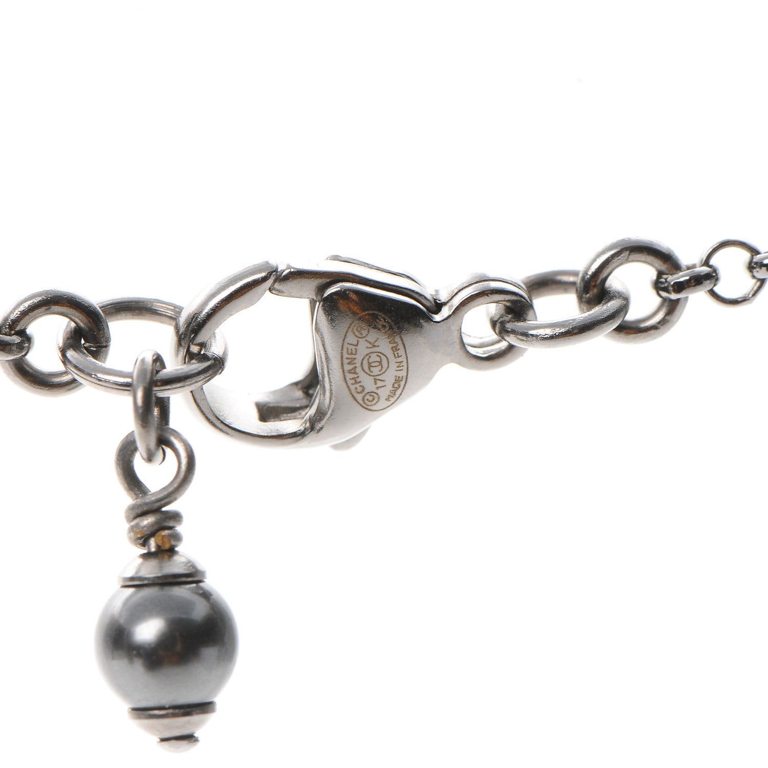 Chanel Ruthenium Crystal CC Necklace Iridescent Blue 5 of 7