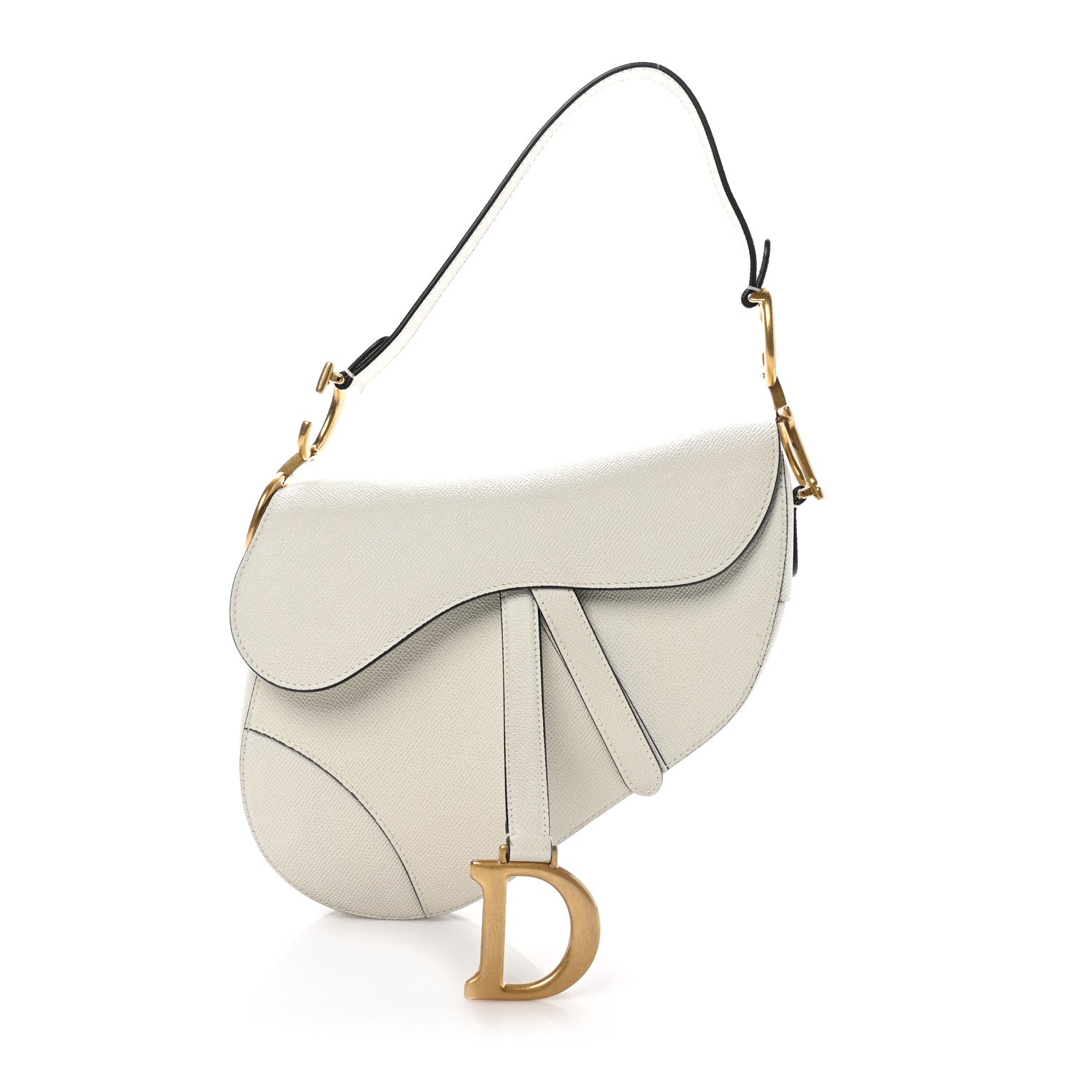 Christian Dior Grained Calfskin Saddle Bag White 1 of 11