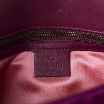 Gucci Velvet Matelasse Embroidered Small GG Marmont Shoulder Bag Fuchsia Violet Cyclamen 8 of 10