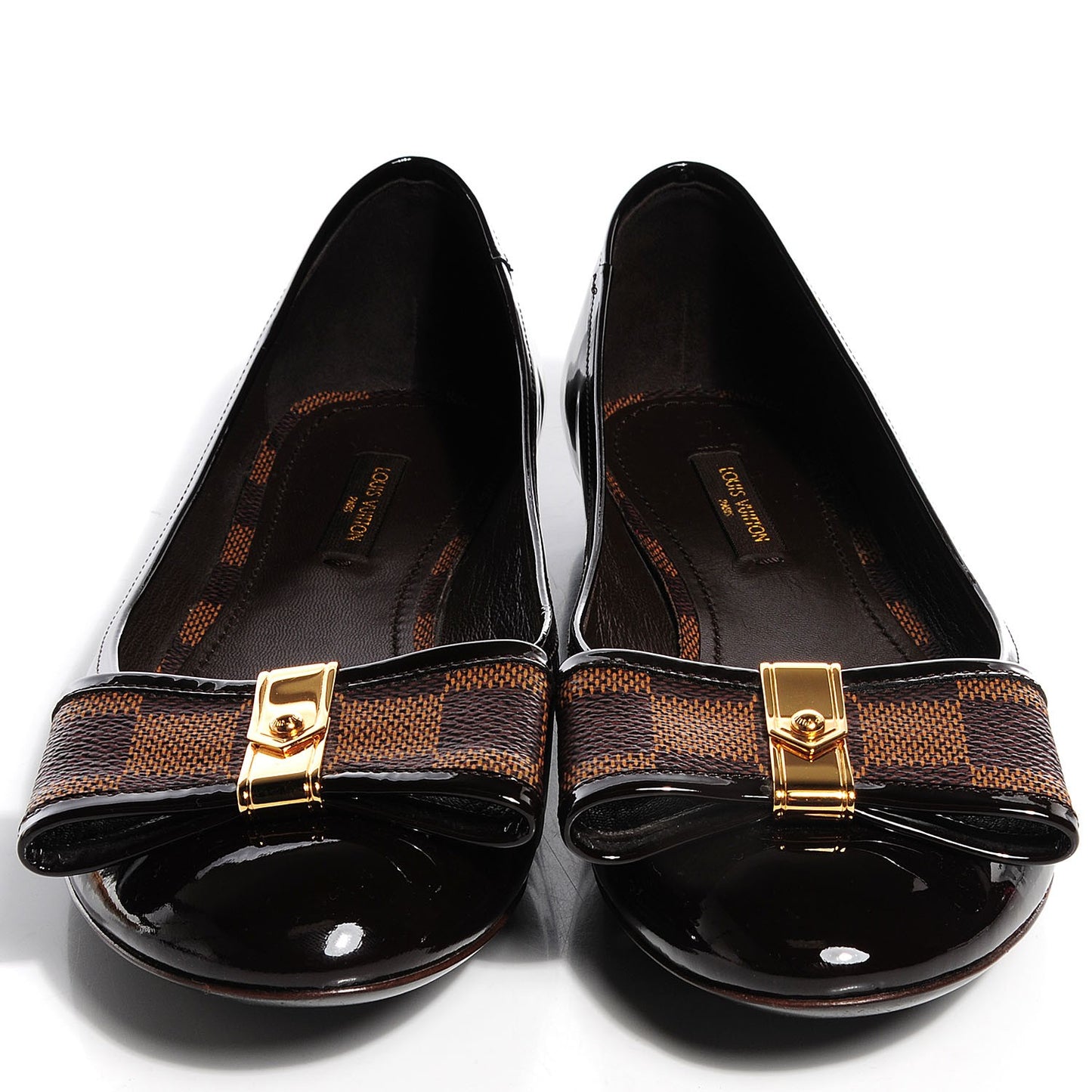 Damier Ebene Patent Valentine Ballerina Flats 38