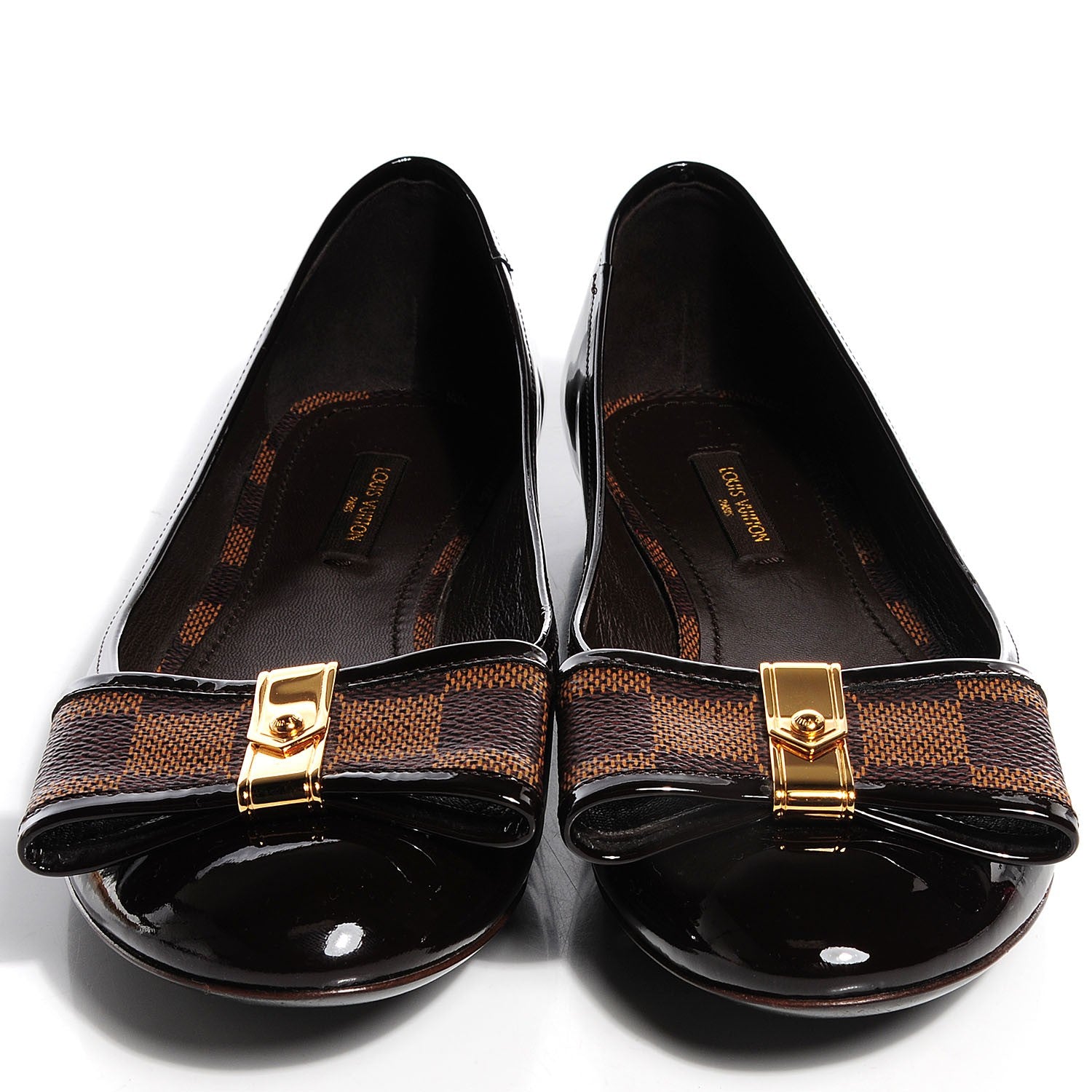Louis Vuitton Damier Ebene Patent Valentine Ballerina Flats 38 2 of 8
