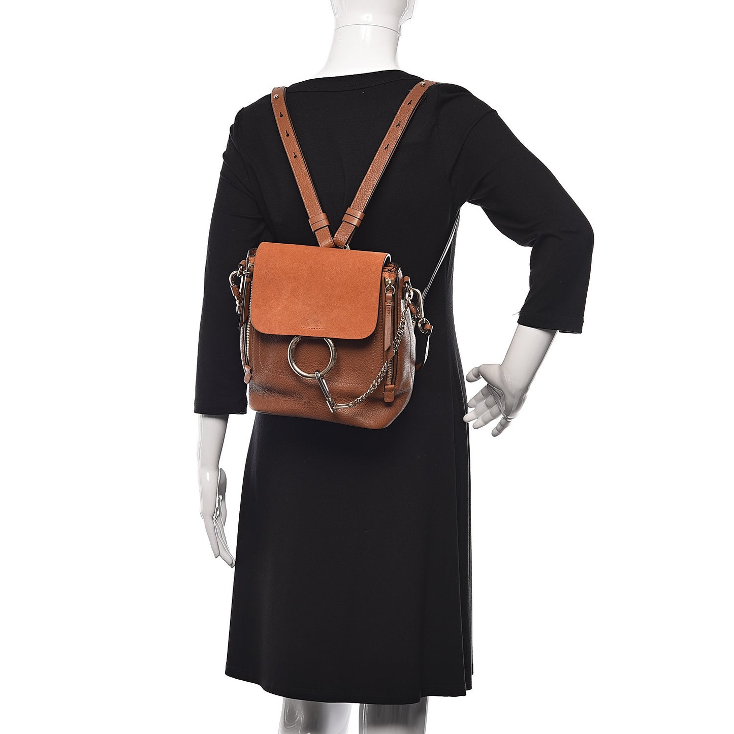 Suede Calfskin Small Faye Backpack Tobacco