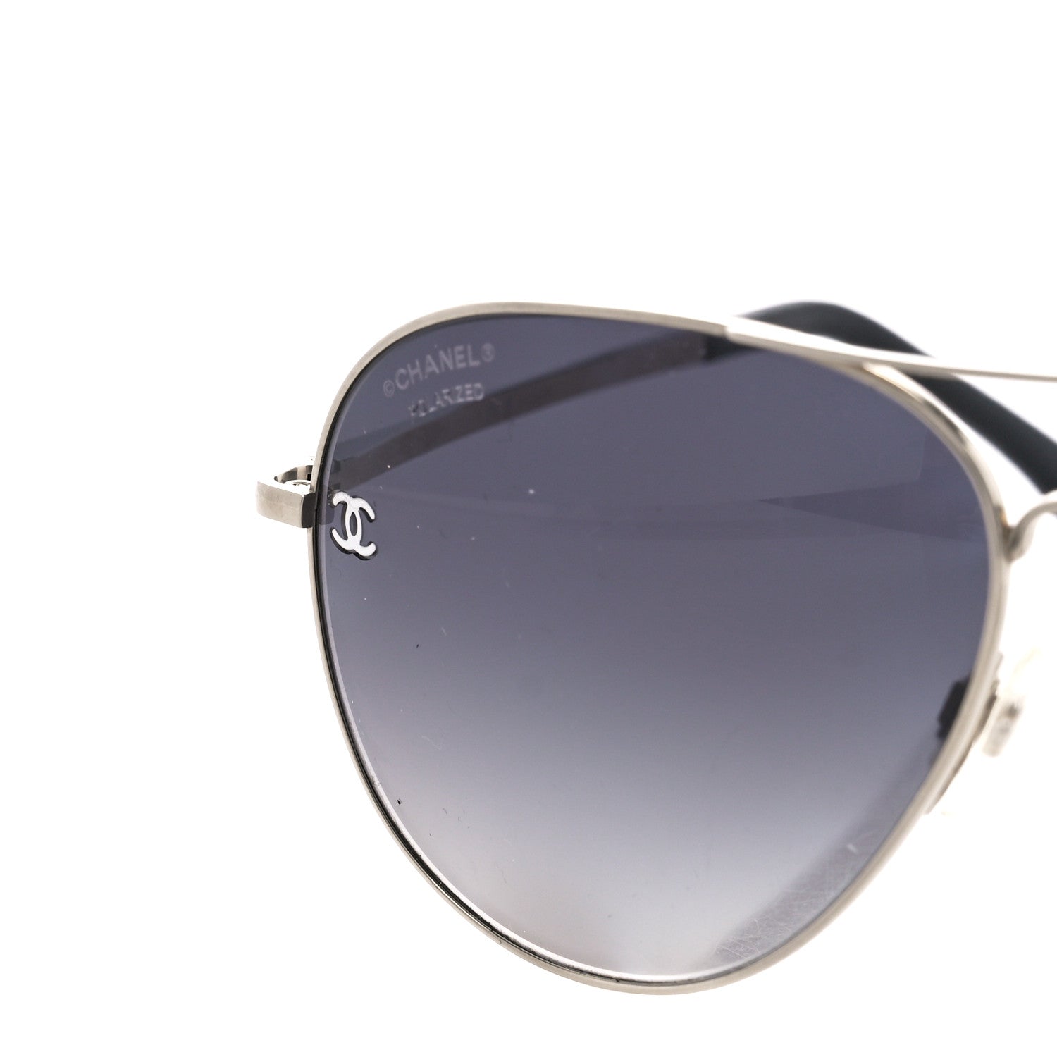 Chanel Metal Polarized CC Aviator Sunglasses 4189-T-Q Silver 7 of 8