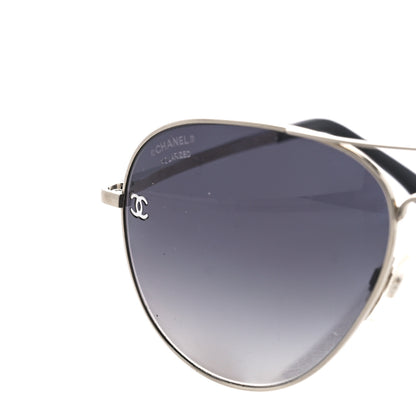 Chanel Metal Polarized CC Aviator Sunglasses 4189-T-Q Silver 7 of 8