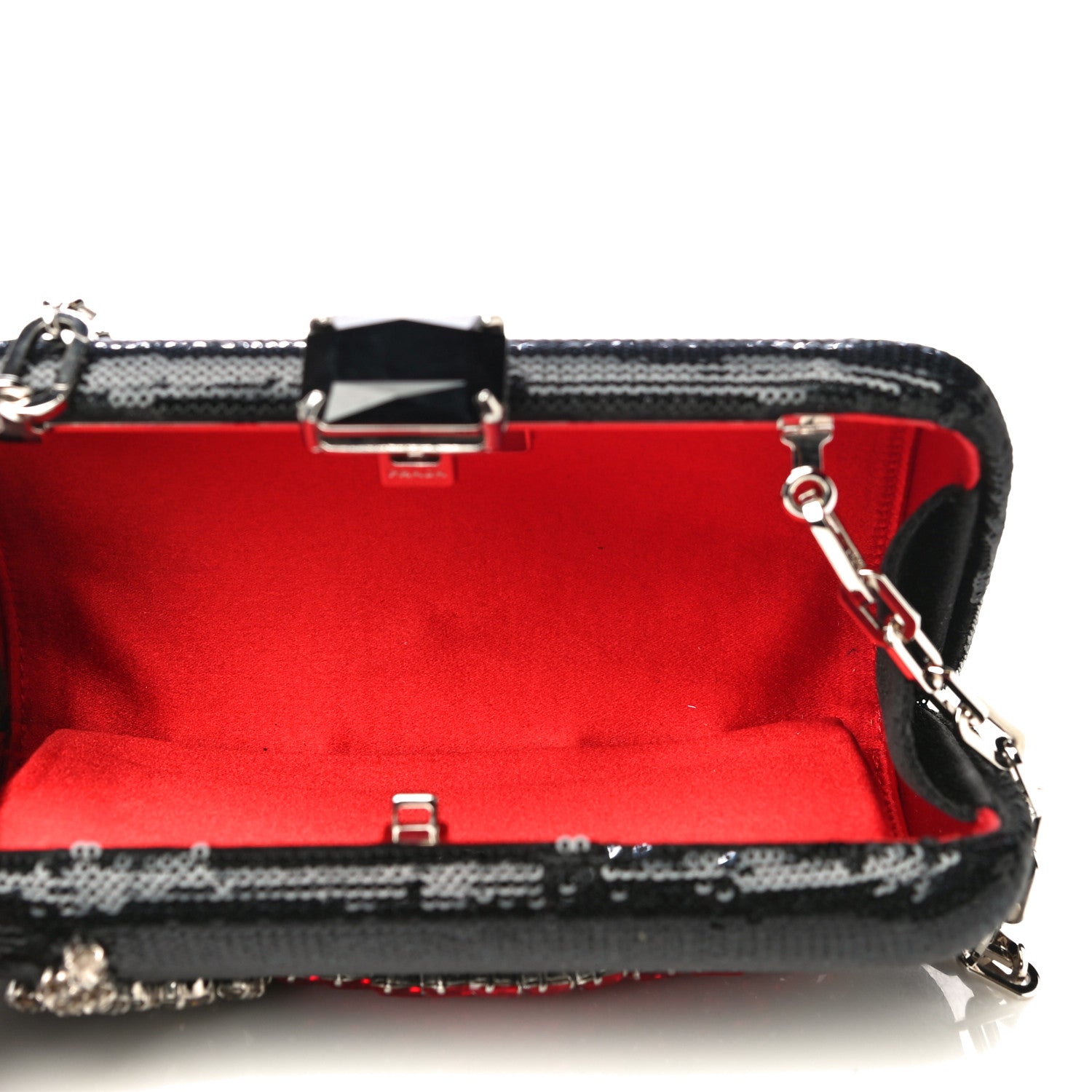 Prada Sequin Crystal Cocktail Chain Clutch Black 5 of 11