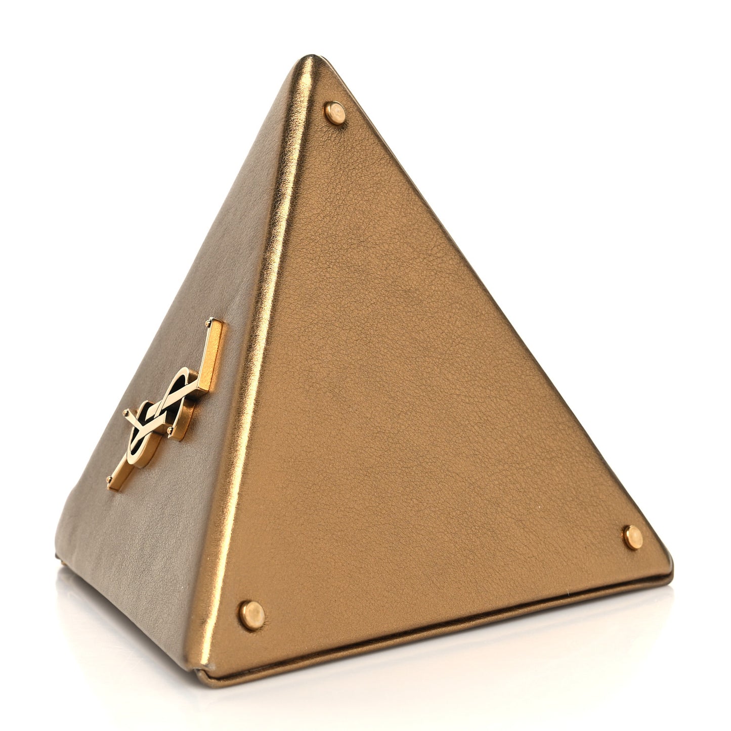 Metallic Lambskin Pyramid Clutch Brome