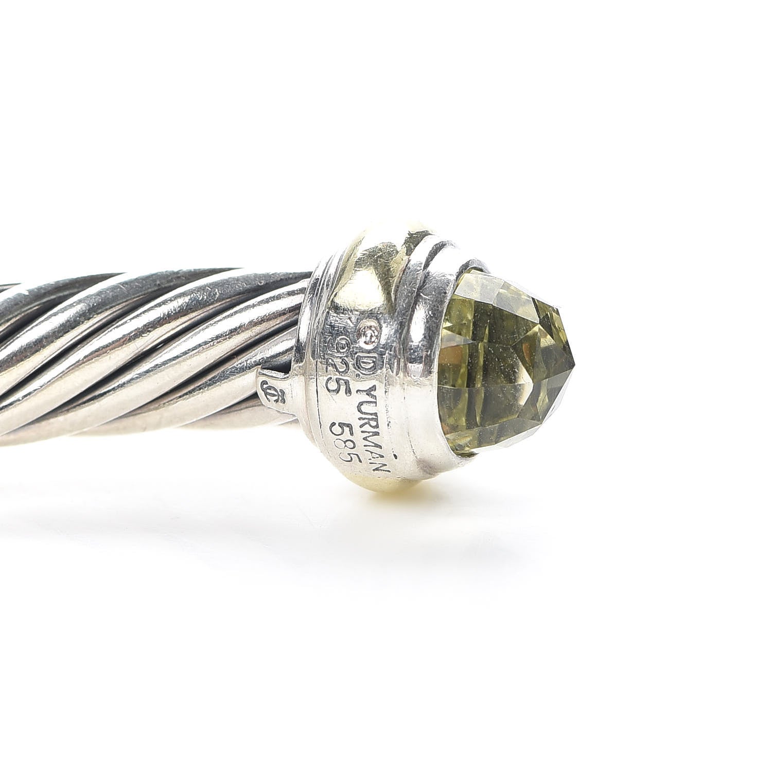 David Yurman Sterling Silver 14K Yellow Gold Prasiolite 7mm Cable Classics Bracelet 4 of 4