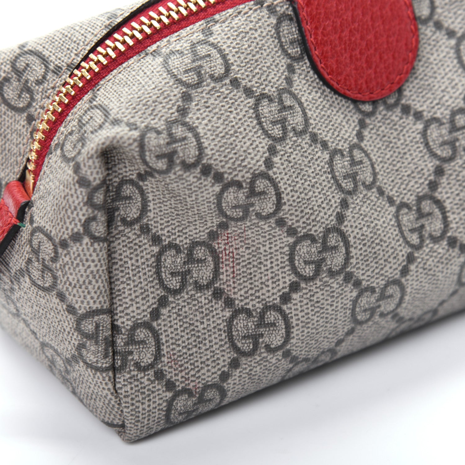 Gucci Soft GG Supreme Monogram Calfskin Small Ophidia Cosmetic Case Beige Ebony Hibiscus Red 13 of 14
