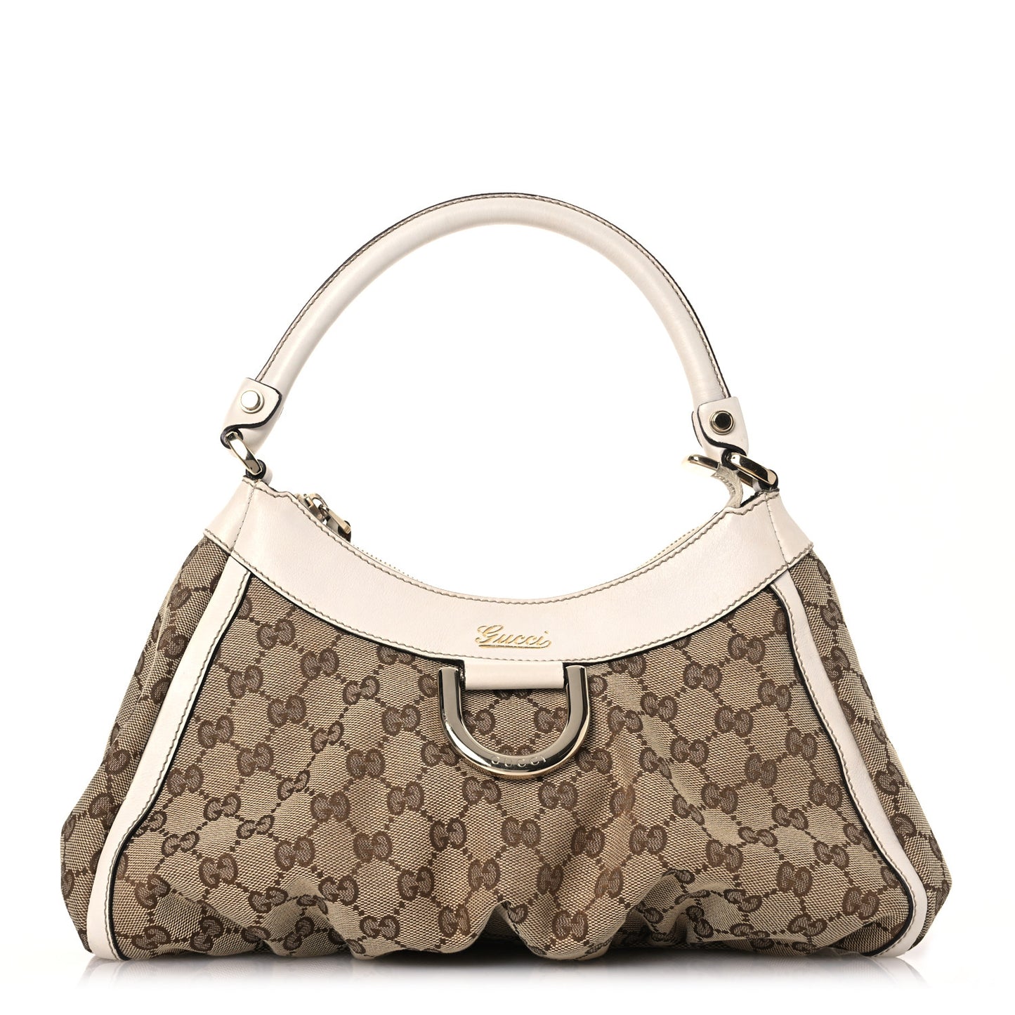 Monogram Medium D Gold Ring Hobo White